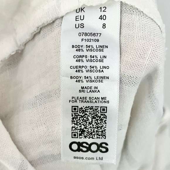 NWT ASOS‎ Linen Blend Striped Pants White Black Women’s Size 8 - Picture 8 of 9
